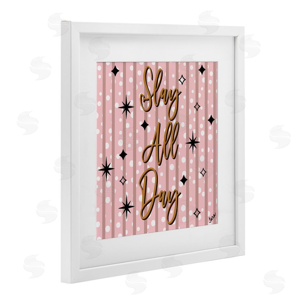 Tara Boone Slay All Day with Sparkle Pattern White Framed Print Under Glass with White Mat Wall Art