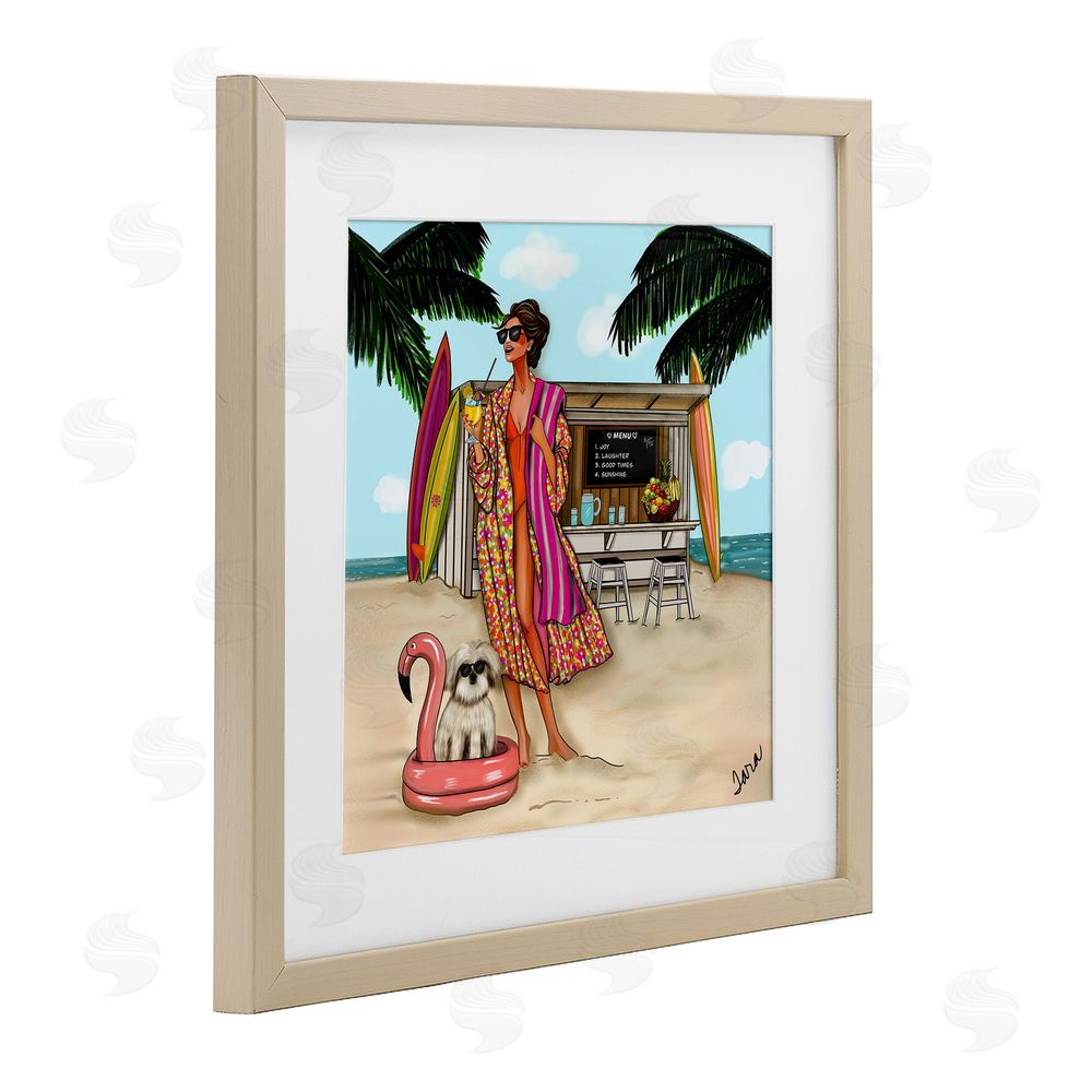 Tara Boone Beach Girl in Summer Sun Brown Framed Print Under Glass with Matting Wall Art