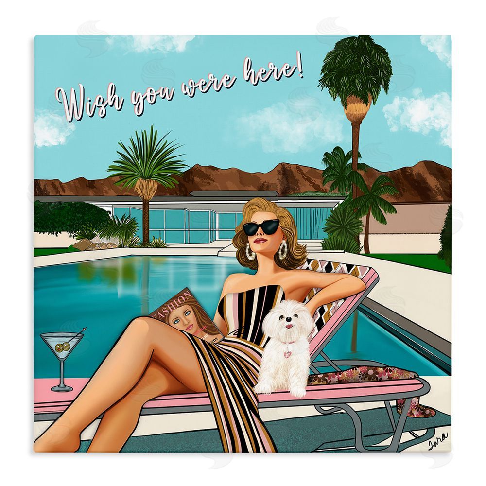 Tara Boone Wish You Were Here Palm Springs Stretched Canvas Wall Art Print