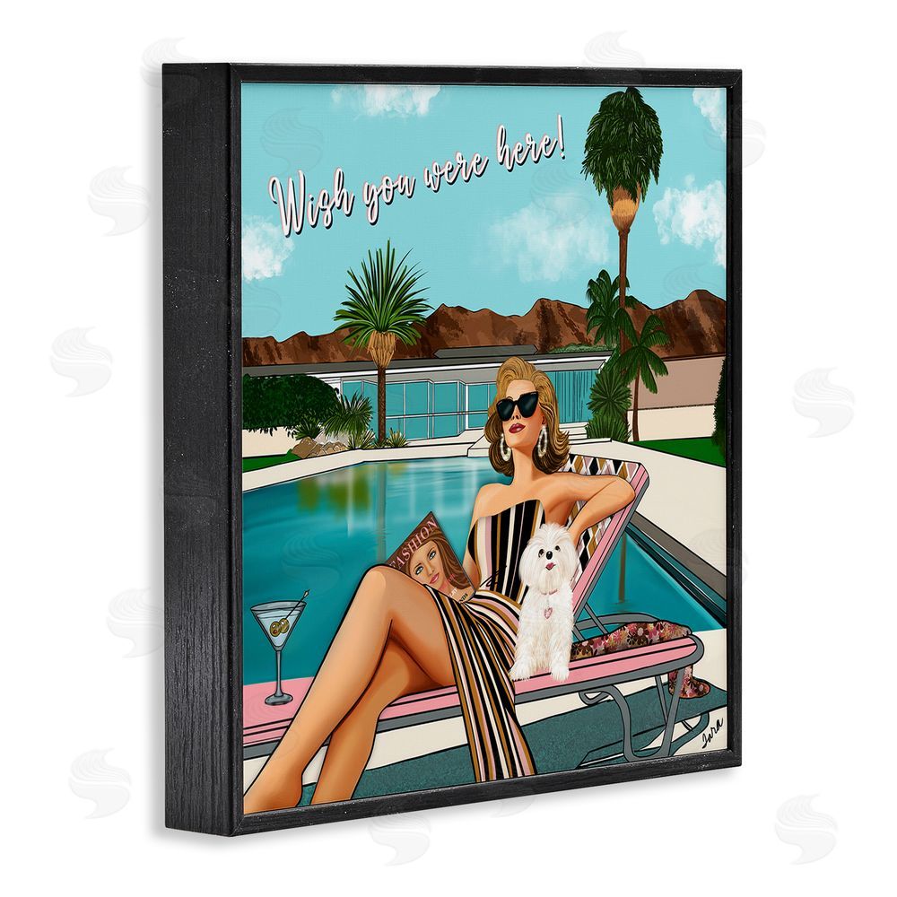 Tara Boone Wish You Were Here Palm Springs Black Framed Giclee Wall Art Print