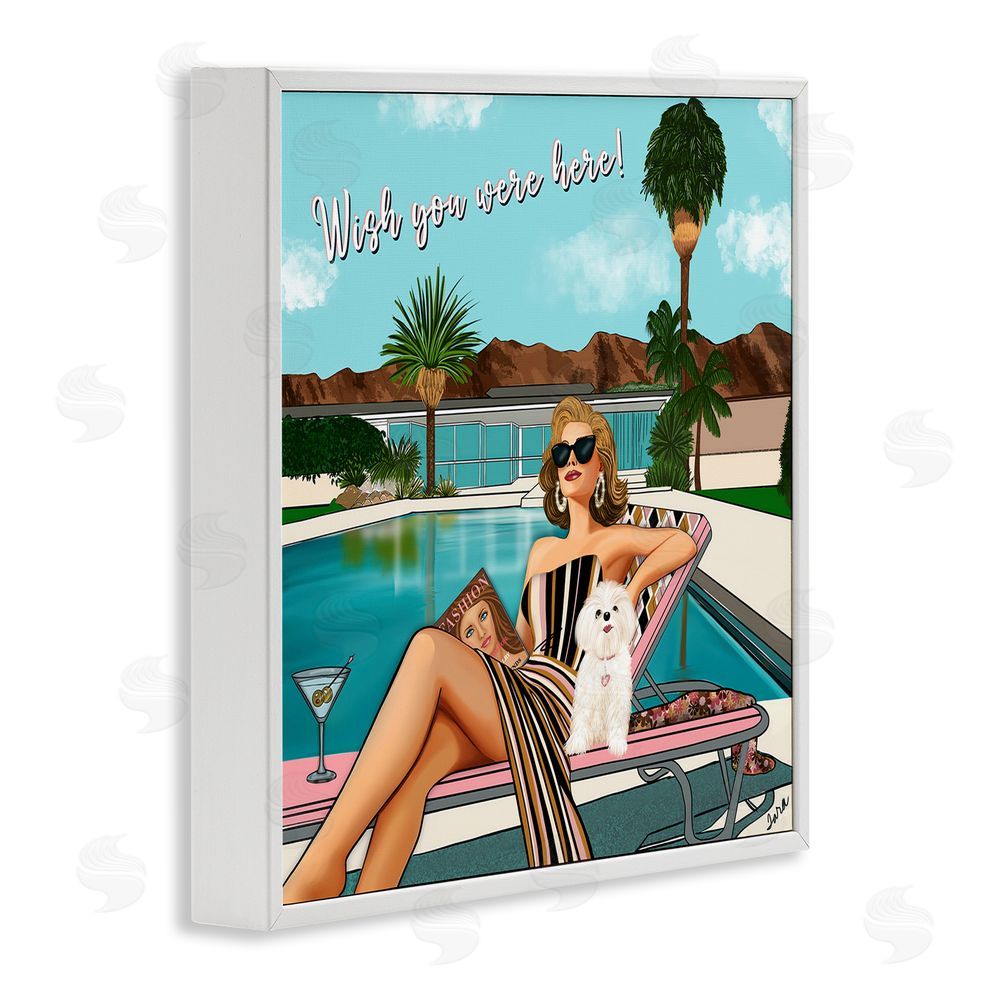 Tara Boone Wish You Were Here Palm Springs White Framed Giclee Wall Art Print