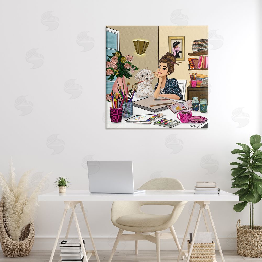 Tara Boone Creative Art Girl at Desk Stretched Canvas Wall Art in Room