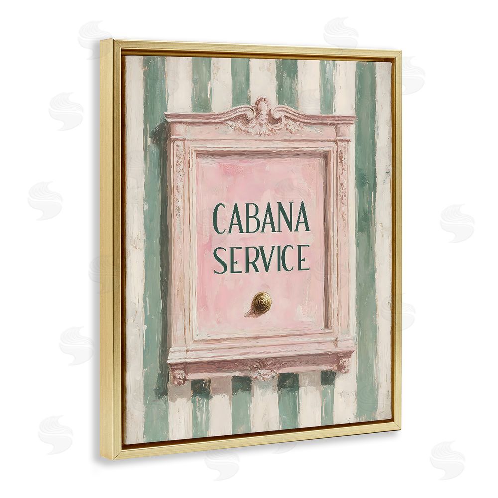 Arlington Prints Cabana Service Button Gold Floating Frame Canvas Wall Art Print
