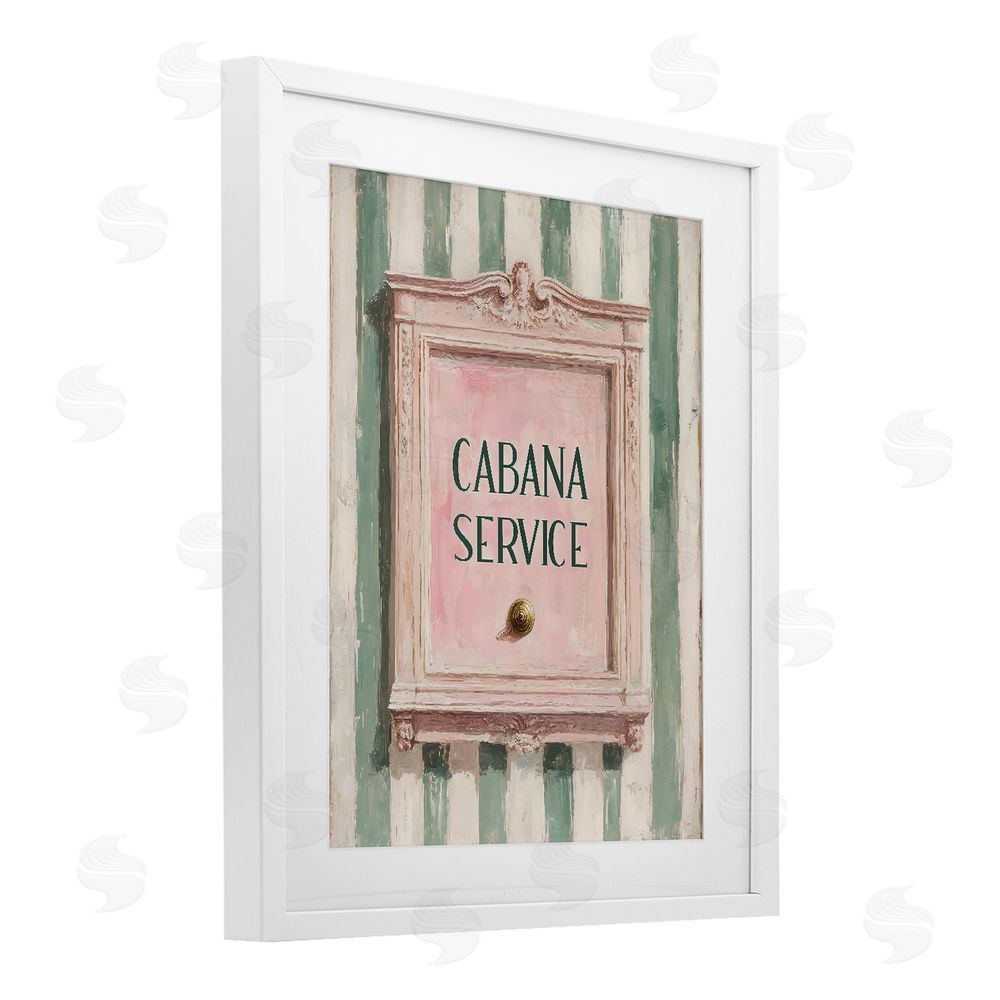 Arlington Prints Cabana Service Button White Framed Print Under Glass Wall Art