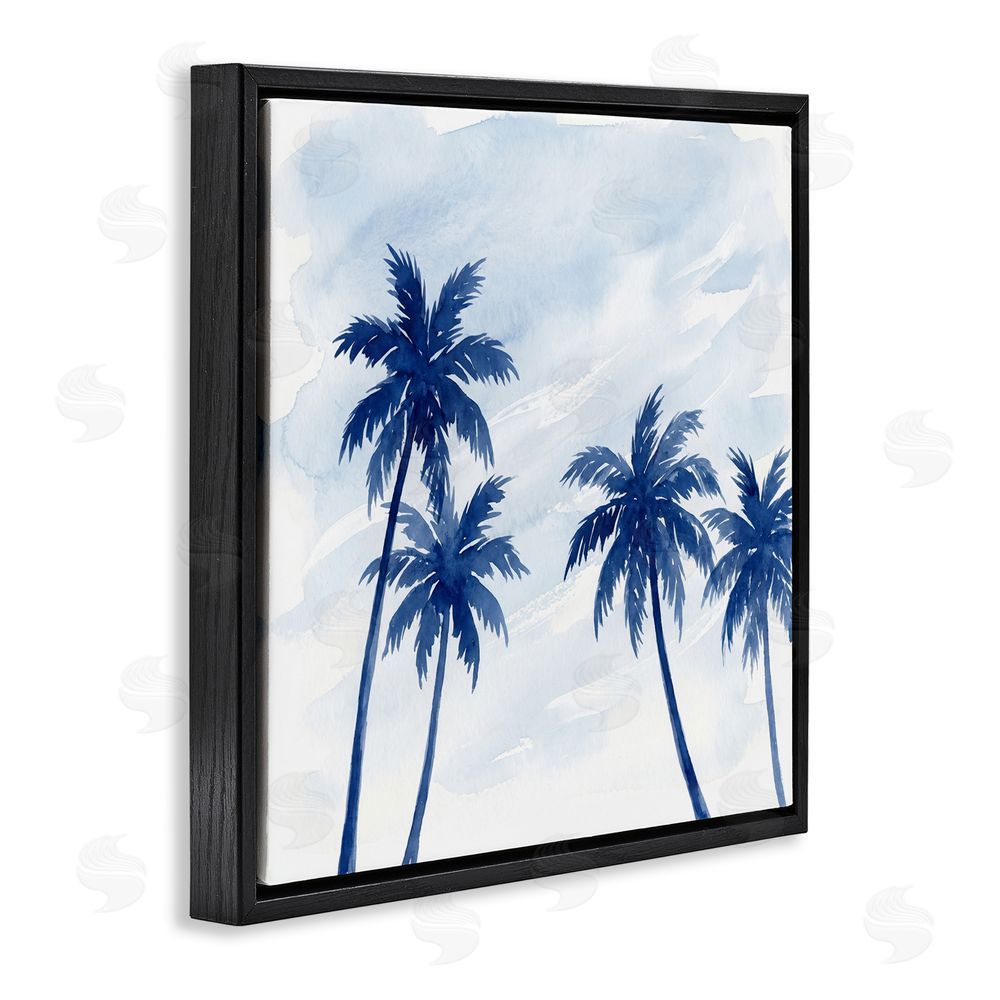 Imagine It Images Blue Palm Trees Overhead Black Floating Frame Canvas Wall Art Print