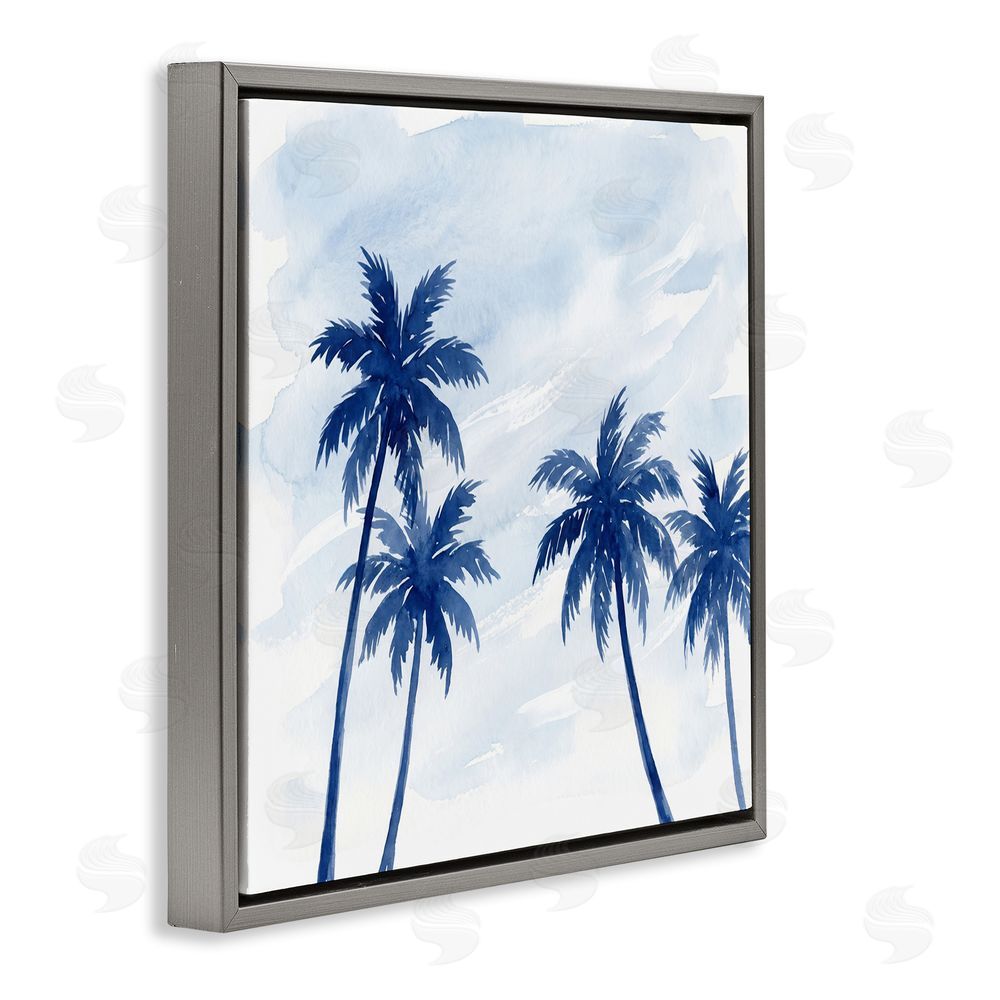 Imagine It Images Blue Palm Trees Overhead Gray Floating Frame Canvas Wall Art Print