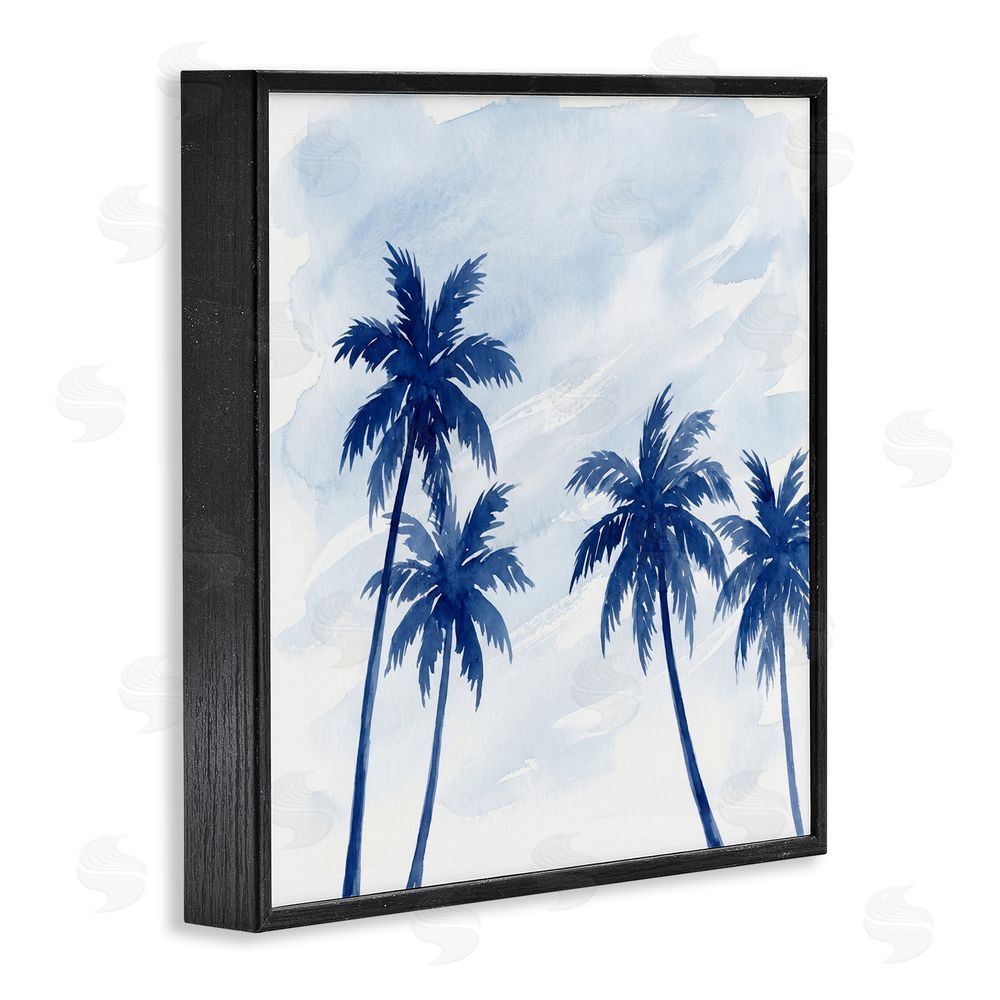 Imagine It Images Blue Palm Trees Overhead Black Framed Giclee Wall Art Print