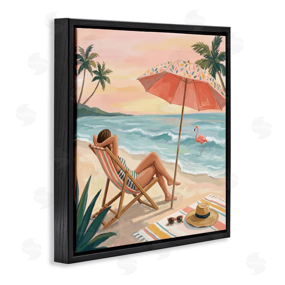 Imagine It Images Beach's Edge Leisure Black Floating Frame Canvas Wall Art Print