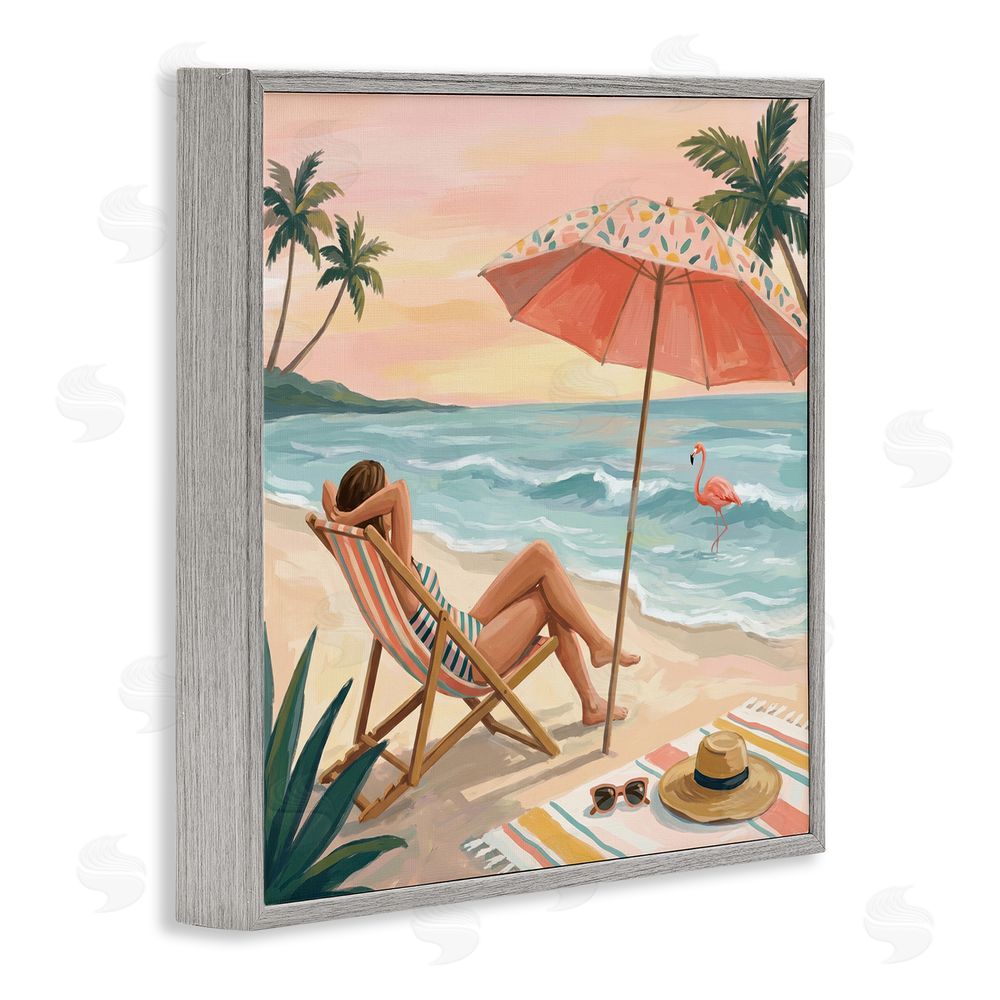 Imagine It Images Beach's Edge Leisure Gray Framed Giclee Wall Art Print