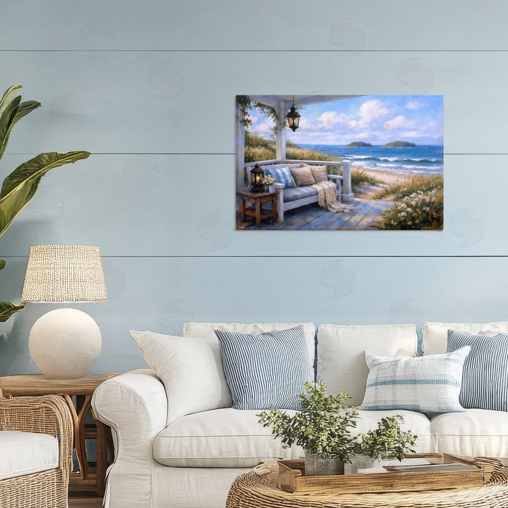 Tabz Jones Coastal Veranda Comfort Stretched Canvas Wall Art in Room