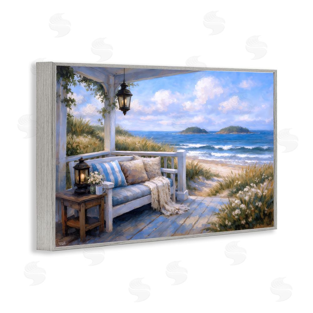 Tabz Jones Coastal Veranda Comfort Gray Framed Giclee Wall Art Print
