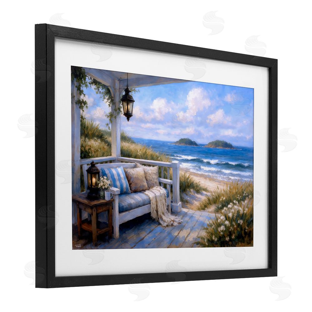 Tabz Jones Coastal Veranda Comfort Black Framed Print Under Glass Wall Art
