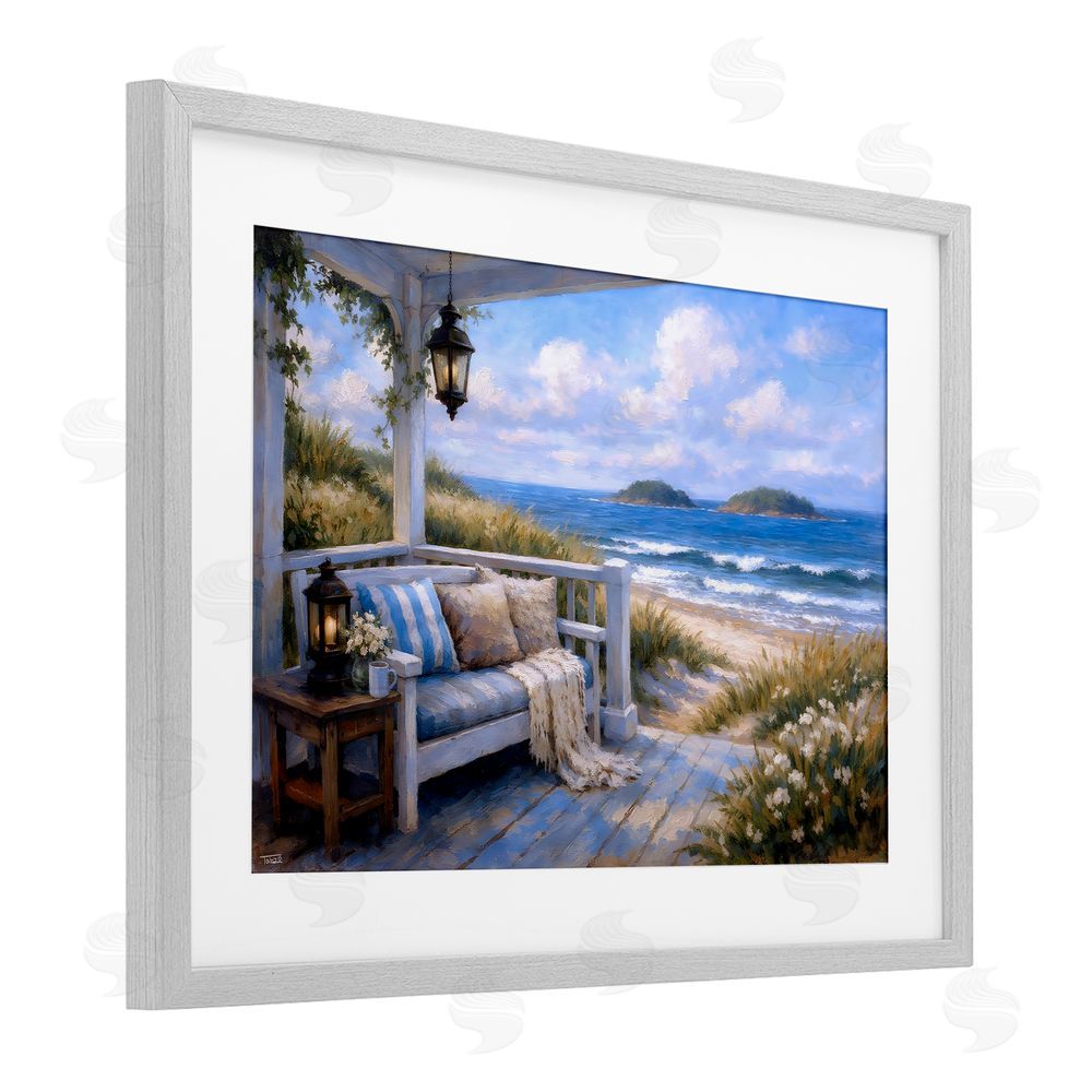 Tabz Jones Coastal Veranda Comfort Gray Framed Print Under Glass Wall Art