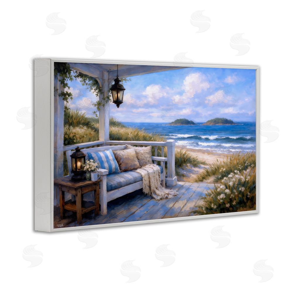 Tabz Jones Coastal Veranda Comfort White Framed Giclee Wall Art Print