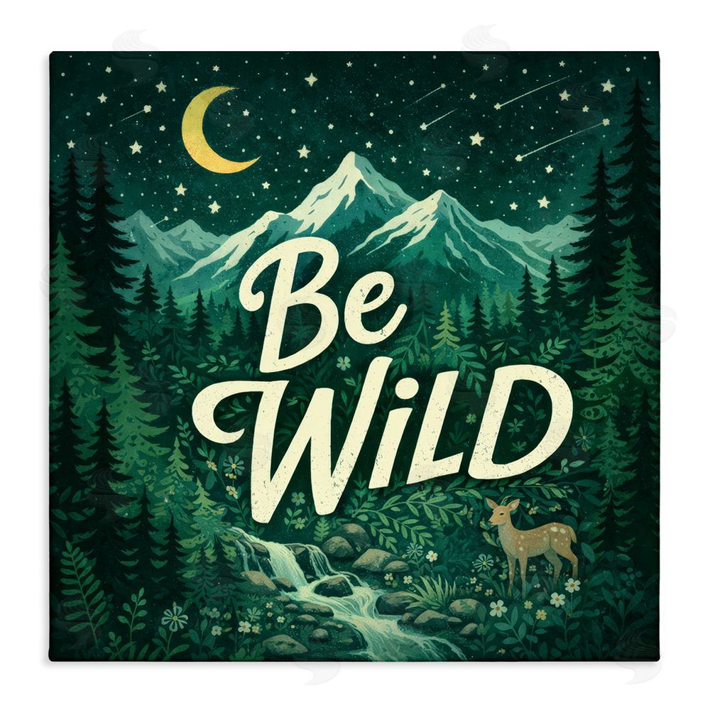 Sean McKinney Be Wild Nighttime Forest Stretched Canvas Wall Art Print