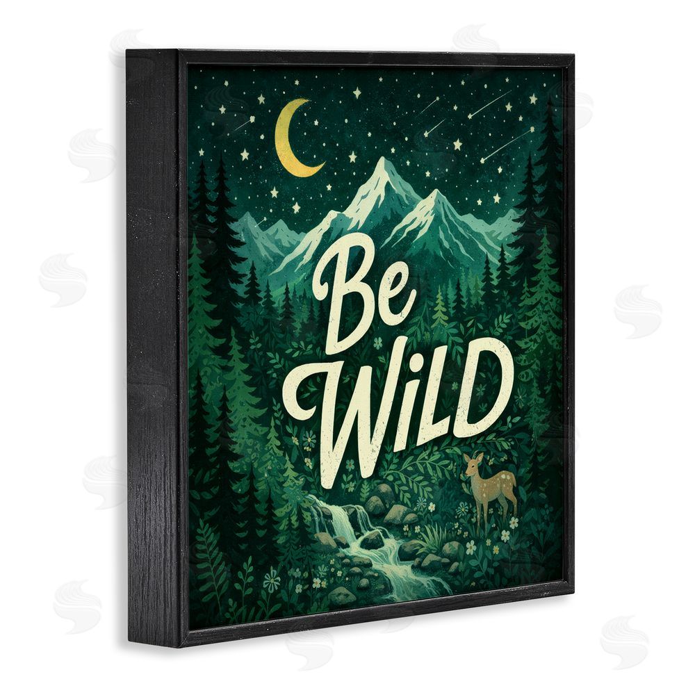 Sean McKinney Be Wild Nighttime Forest Black Framed Giclee Wall Art Print