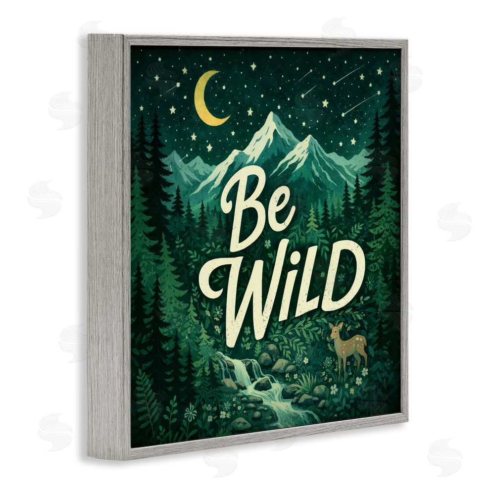 Sean McKinney Be Wild Nighttime Forest Gray Framed Giclee Wall Art Print
