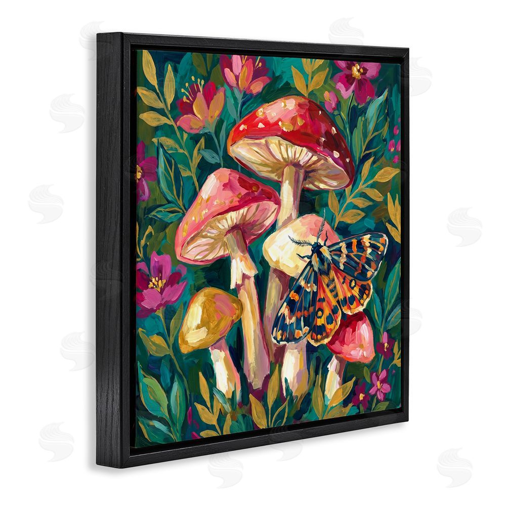 Imagine It Images Blooming Mushroom Vibrance Black Floating Frame Canvas Wall Art Print