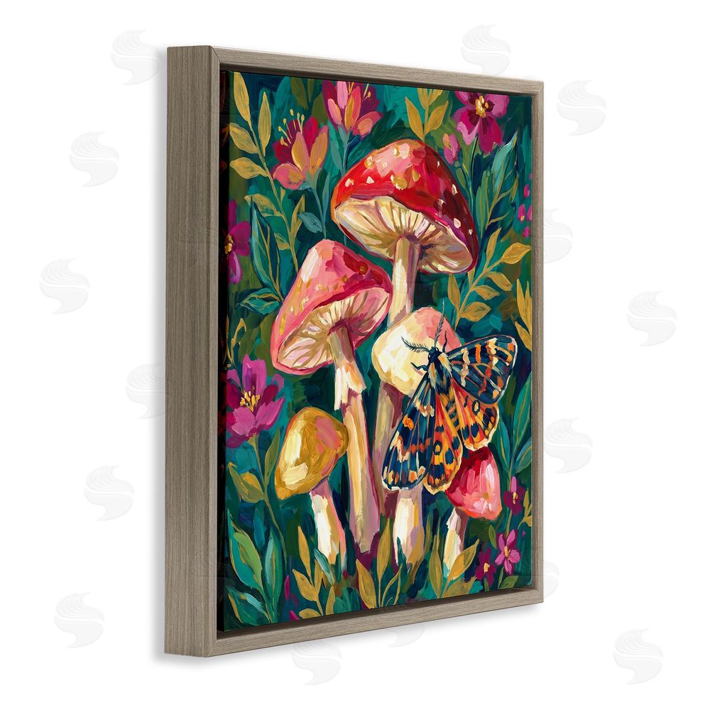 Imagine It Images Blooming Mushroom Vibrance Brown Floating Frame Canvas Wall Art Print