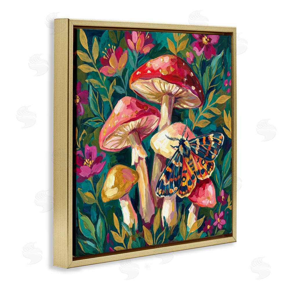 Imagine It Images Blooming Mushroom Vibrance Gold Floating Frame Canvas Wall Art Print