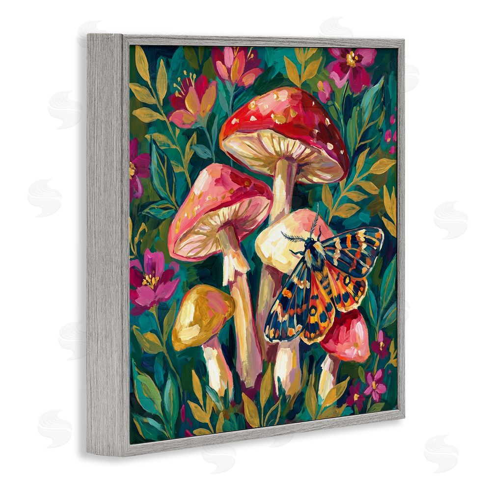 Imagine It Images Blooming Mushroom Vibrance Gray Framed Giclee Wall Art Print