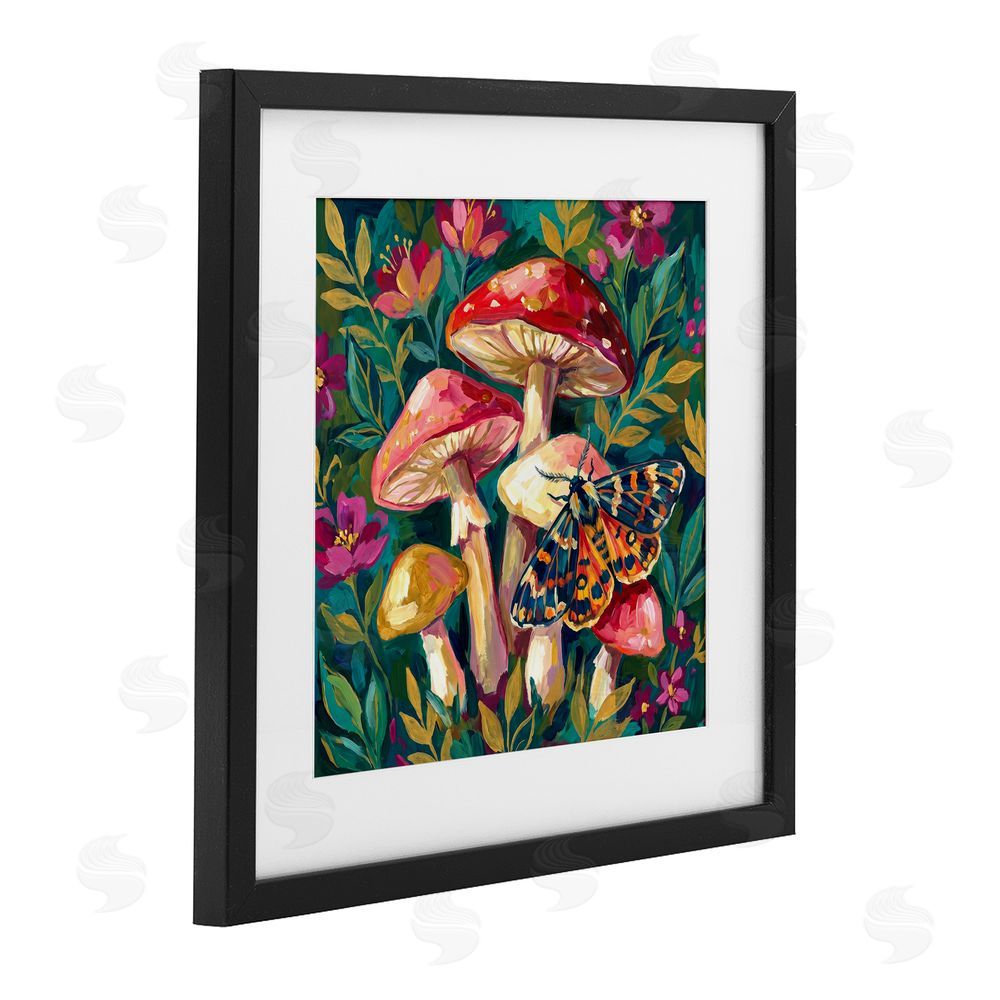 Imagine It Images Blooming Mushroom Vibrance Black Framed Print Under Glass Wall Art