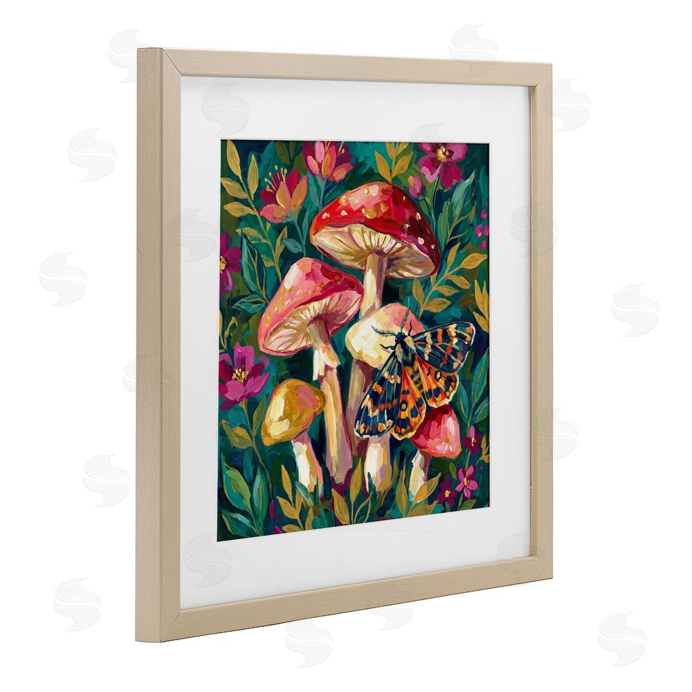 Imagine It Images Blooming Mushroom Vibrance Brown Framed Print Under Glass Wall Art