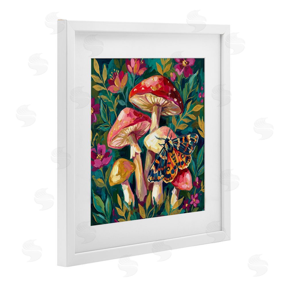 Imagine It Images Blooming Mushroom Vibrance White Framed Print Under Glass Wall Art