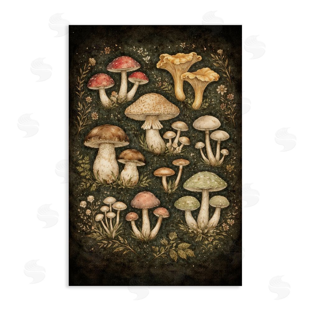 TOMCRE154835 Organic Sprouting Mushrooms Stretched Canvas Wall Art