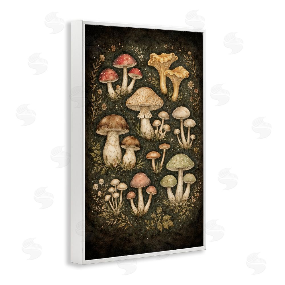 TOMCRE154835 Organic Sprouting Mushrooms White Framed Giclee Wall Art