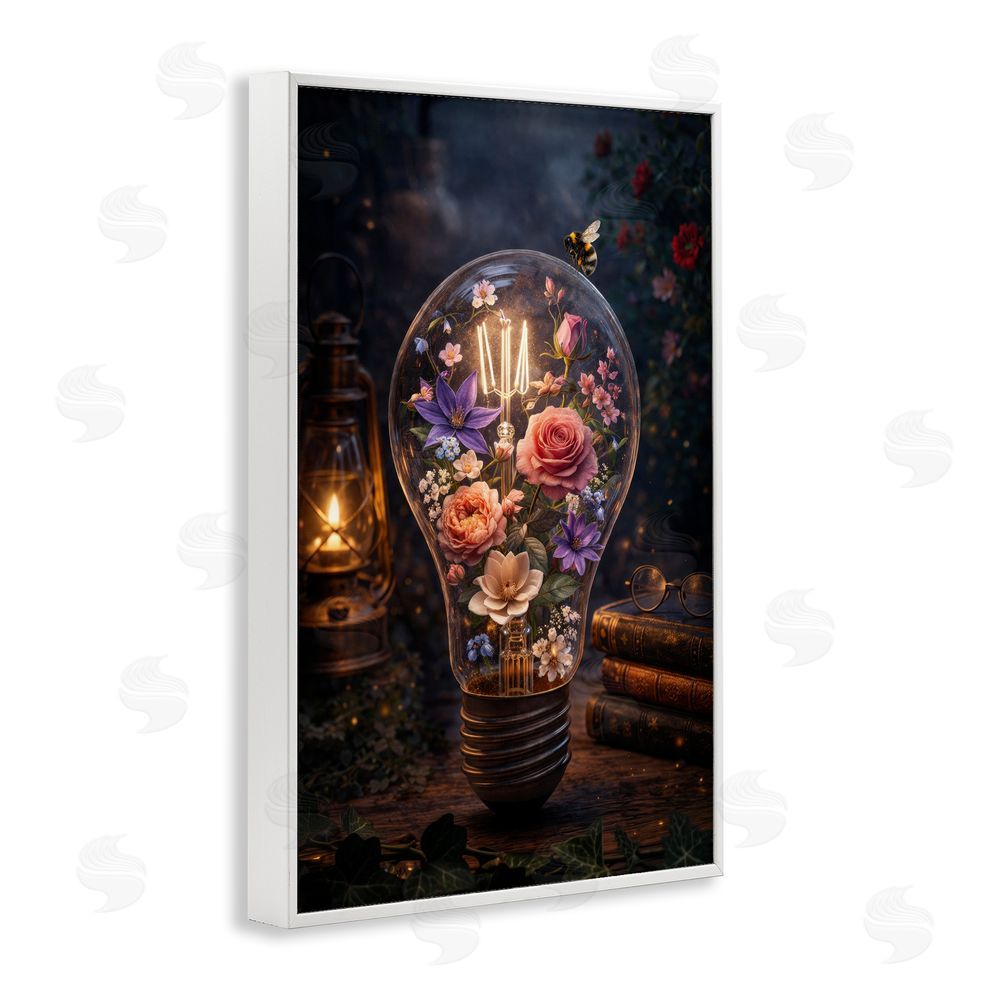 Sean McKinney Blooming Flowers in Light Bulb White Framed Giclee Wall Art Print