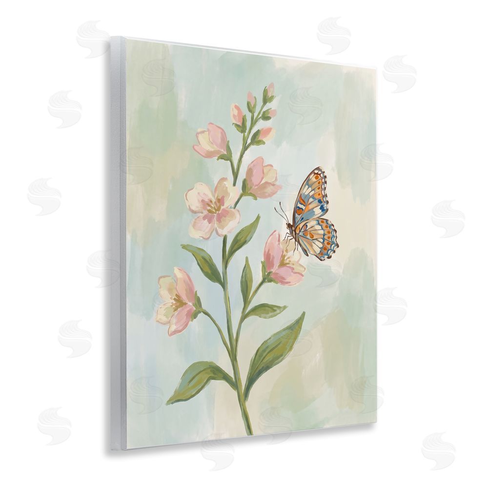 Imagine It Images Butterfly on Dogwood Blooms Wooden Wall Plaque Art Print
