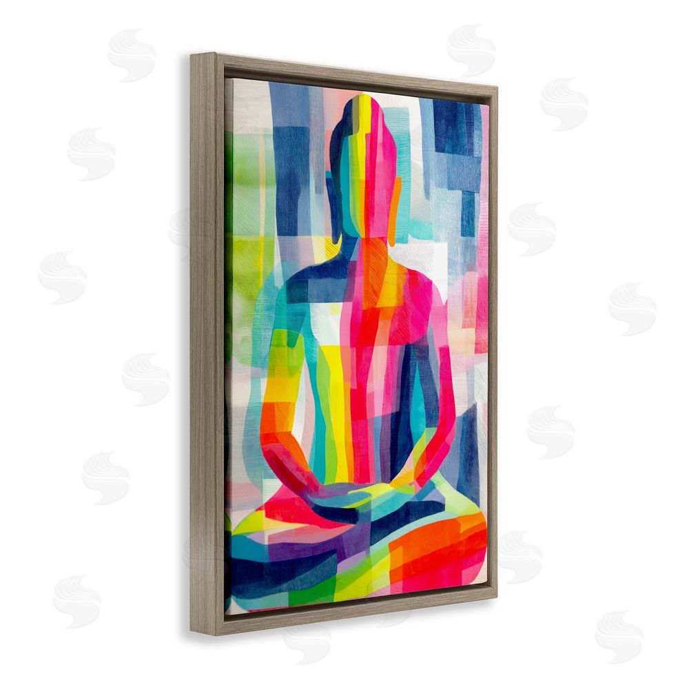 Chromatic Storm Studio Geometric Buddha In Spectrum Brown Floating Framed Canvas Wall Art