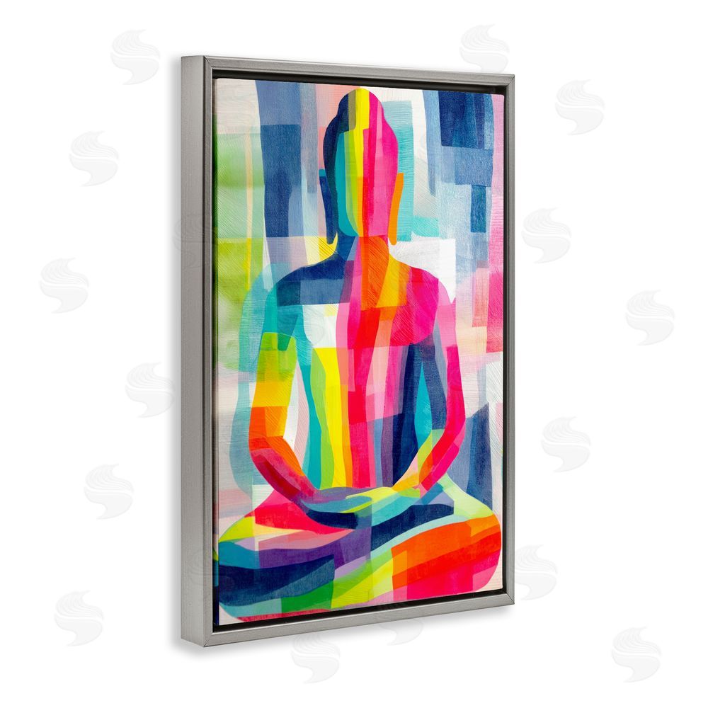 Chromatic Storm Studio Geometric Buddha In Spectrum Gray Floating Framed Canvas Wall Art