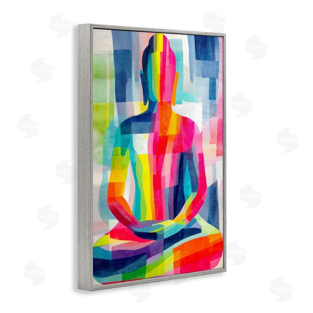Chromatic Storm Studio Geometric Buddha In Spectrum Gray Framed Giclee Wall Art