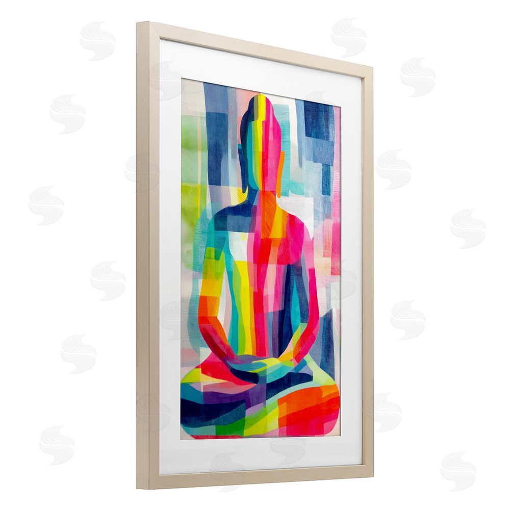 Chromatic Storm Studio Geometric Buddha In Spectrum Brown Framed Print Under Glass Wall Art