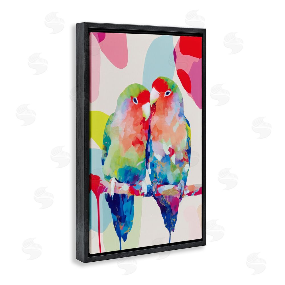 Chromatic Storm Studio Lovebirds on a Branch Black Floating Framed Canvas Wall Art