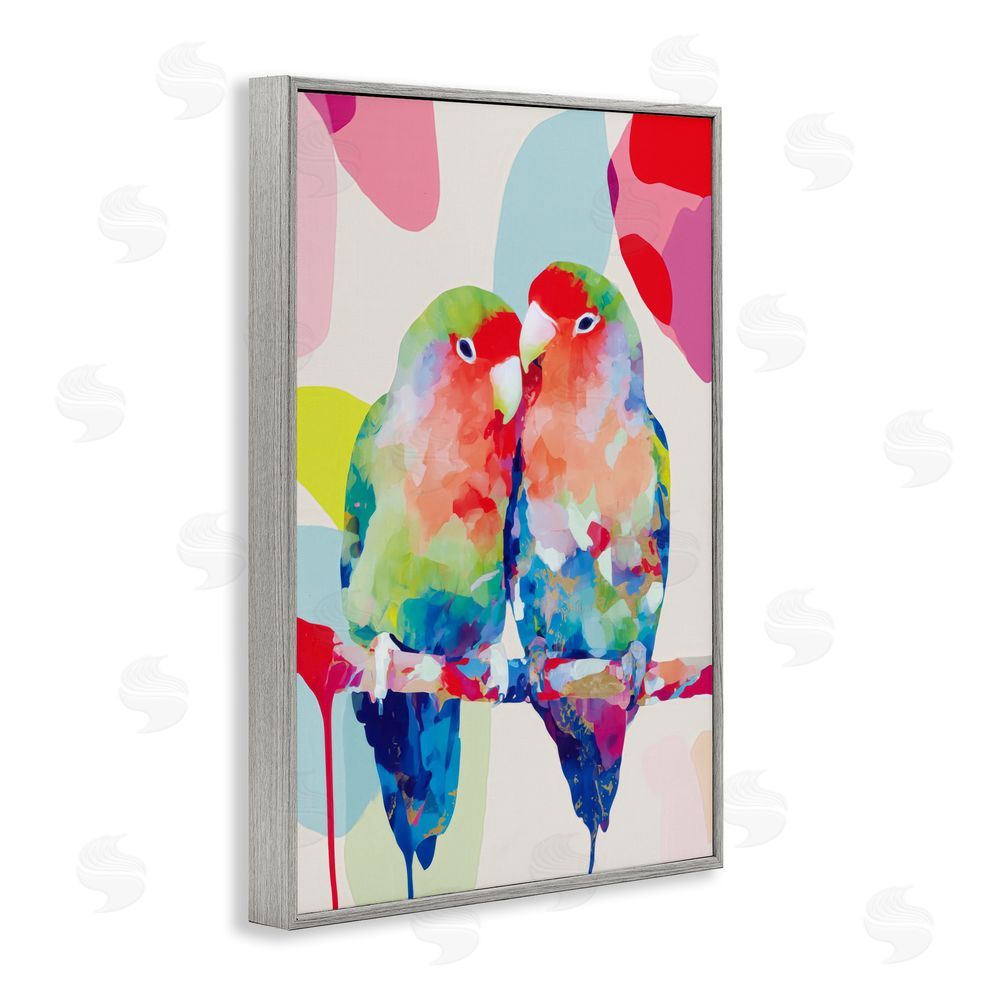 Chromatic Storm Studio Lovebirds on a Branch Gray Framed Giclee Wall Art