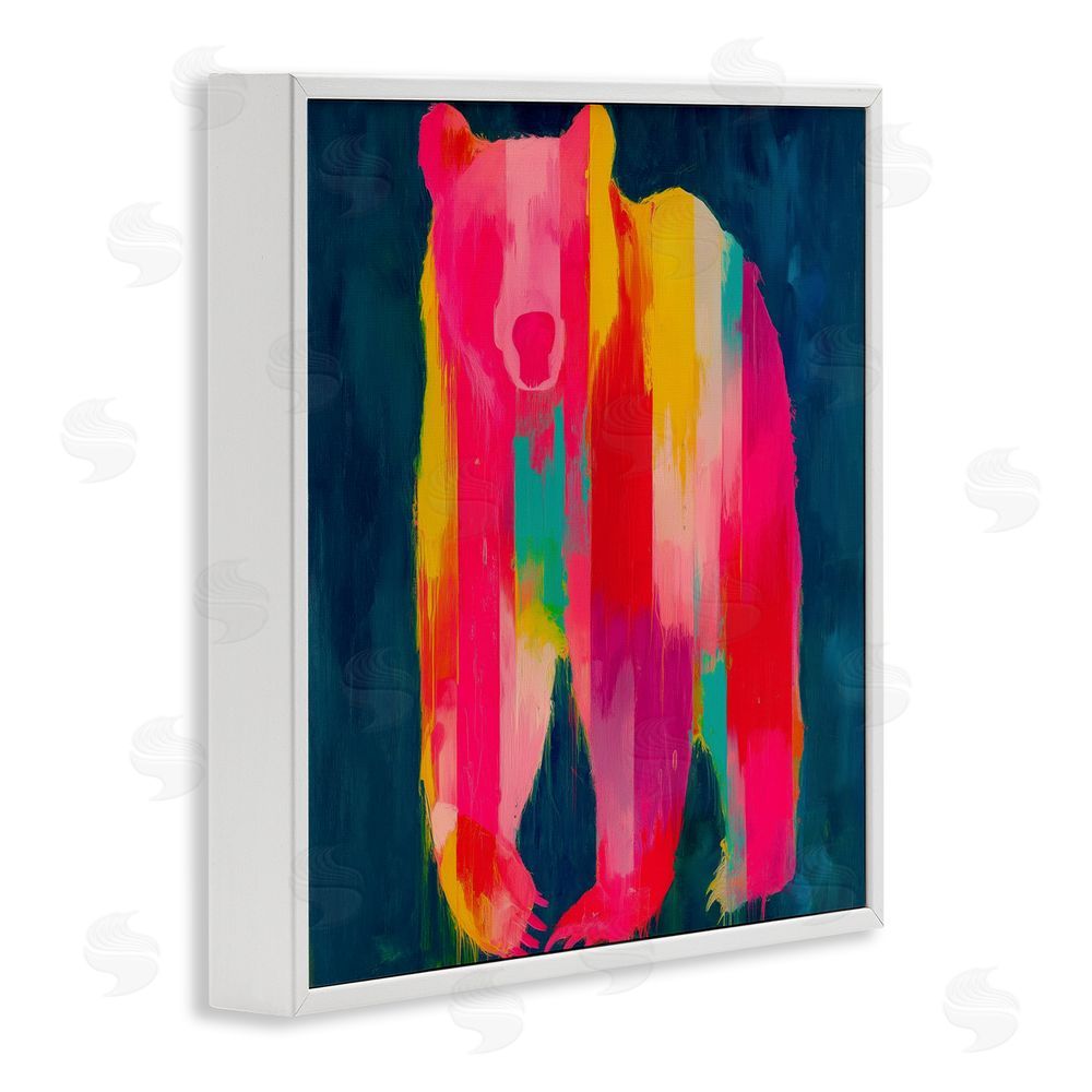 Chromatic Storm Studio Pink & Yellow Bear Standing Tall White Framed Giclee Wall Art