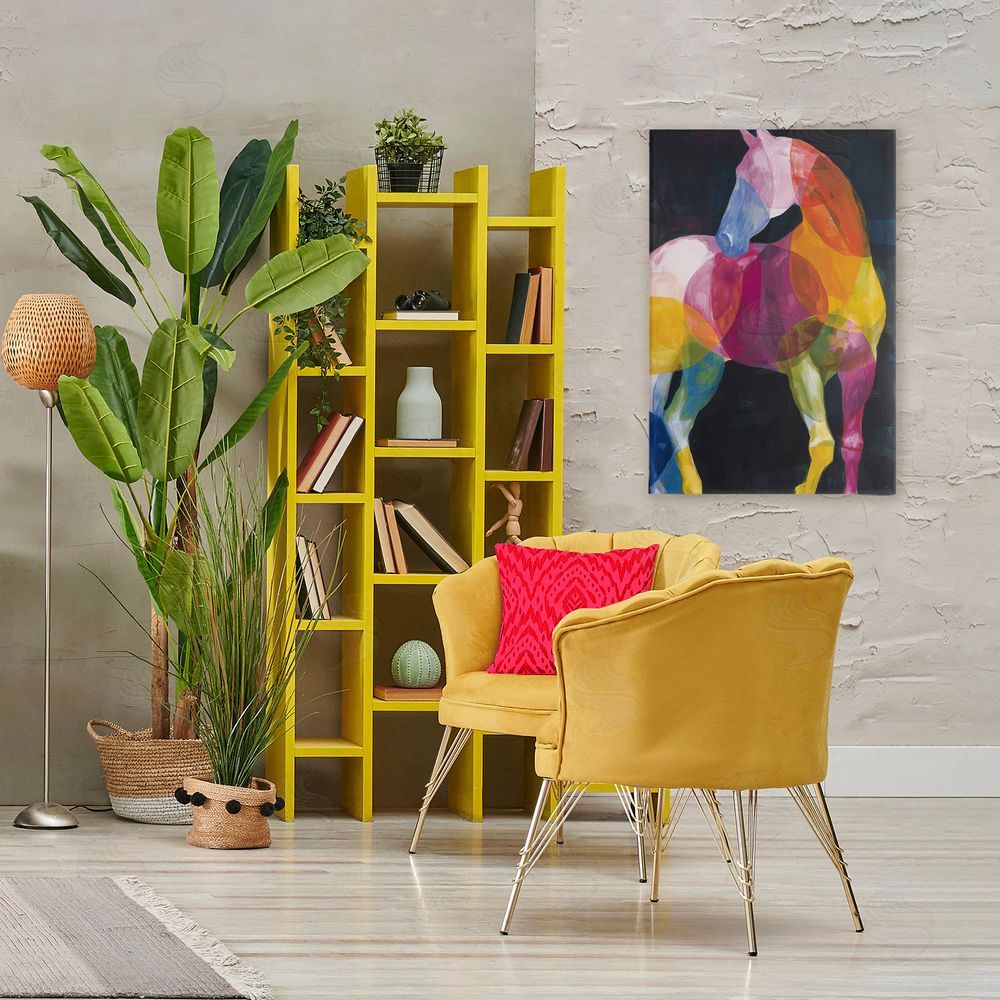Chromatic Storm Studio Prism Horse Abstraction Stretched Canvas Wall Art in Room
