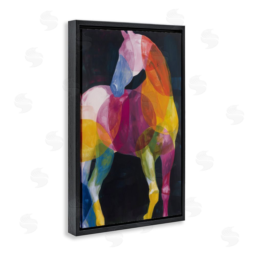 Chromatic Storm Studio Prism Horse Abstraction Black Floating Framed Canvas Wall Art