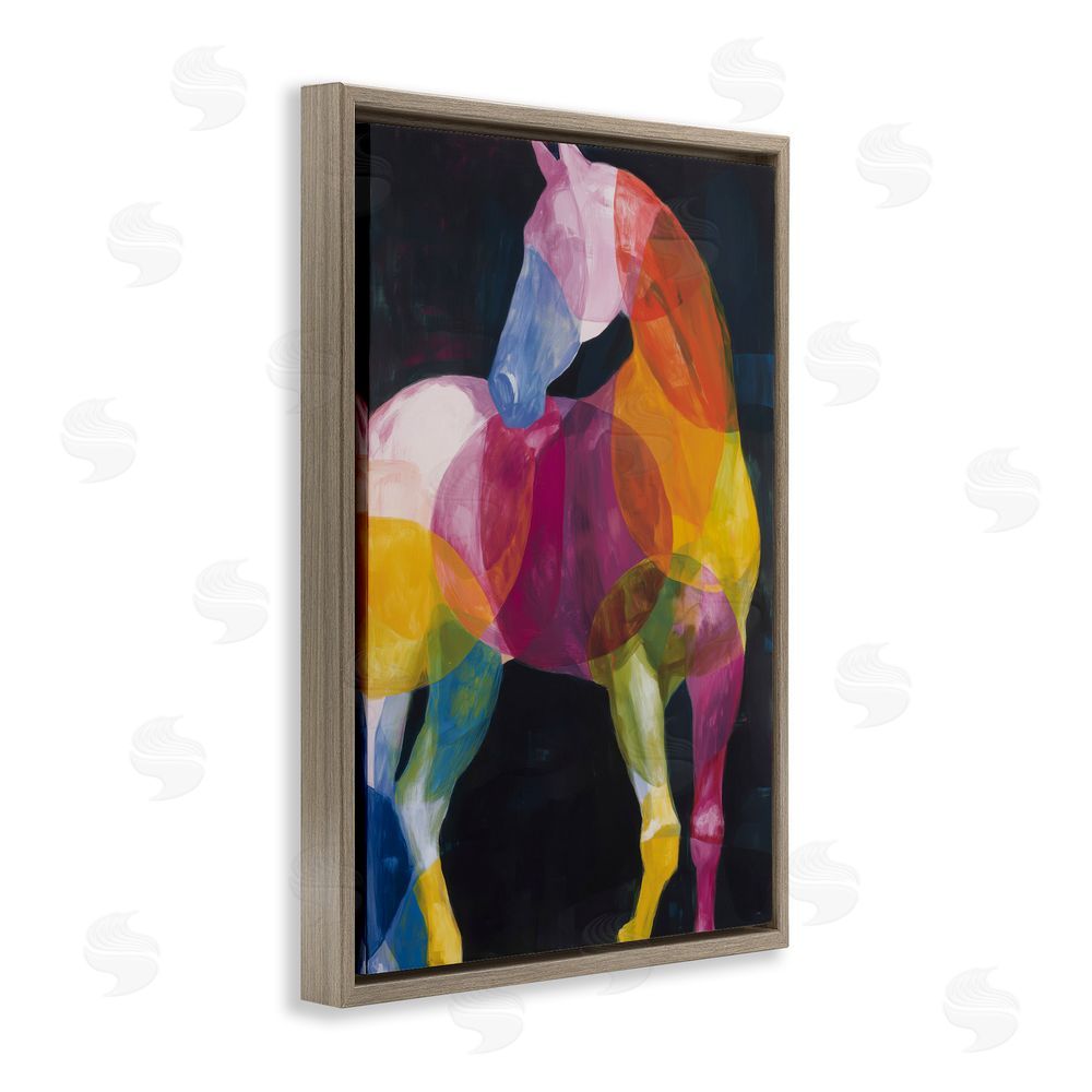 Chromatic Storm Studio Prism Horse Abstraction Brown Floating Framed Canvas Wall Art