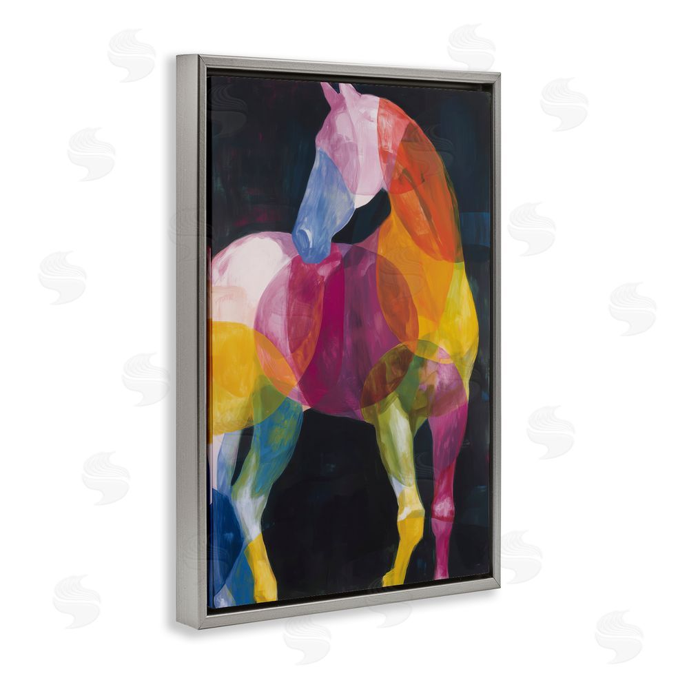 Chromatic Storm Studio Prism Horse Abstraction Gray Floating Framed Canvas Wall Art