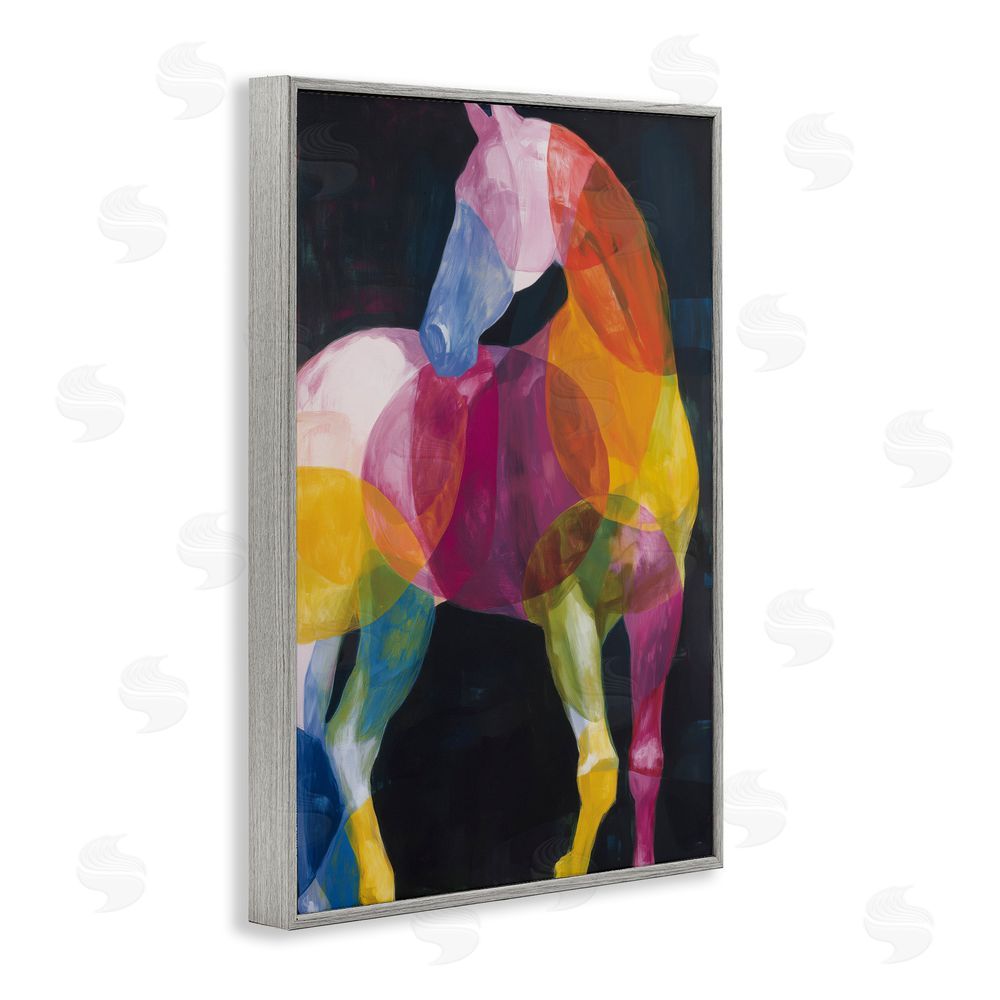 Chromatic Storm Studio Prism Horse Abstraction Gray Framed Giclee Wall Art
