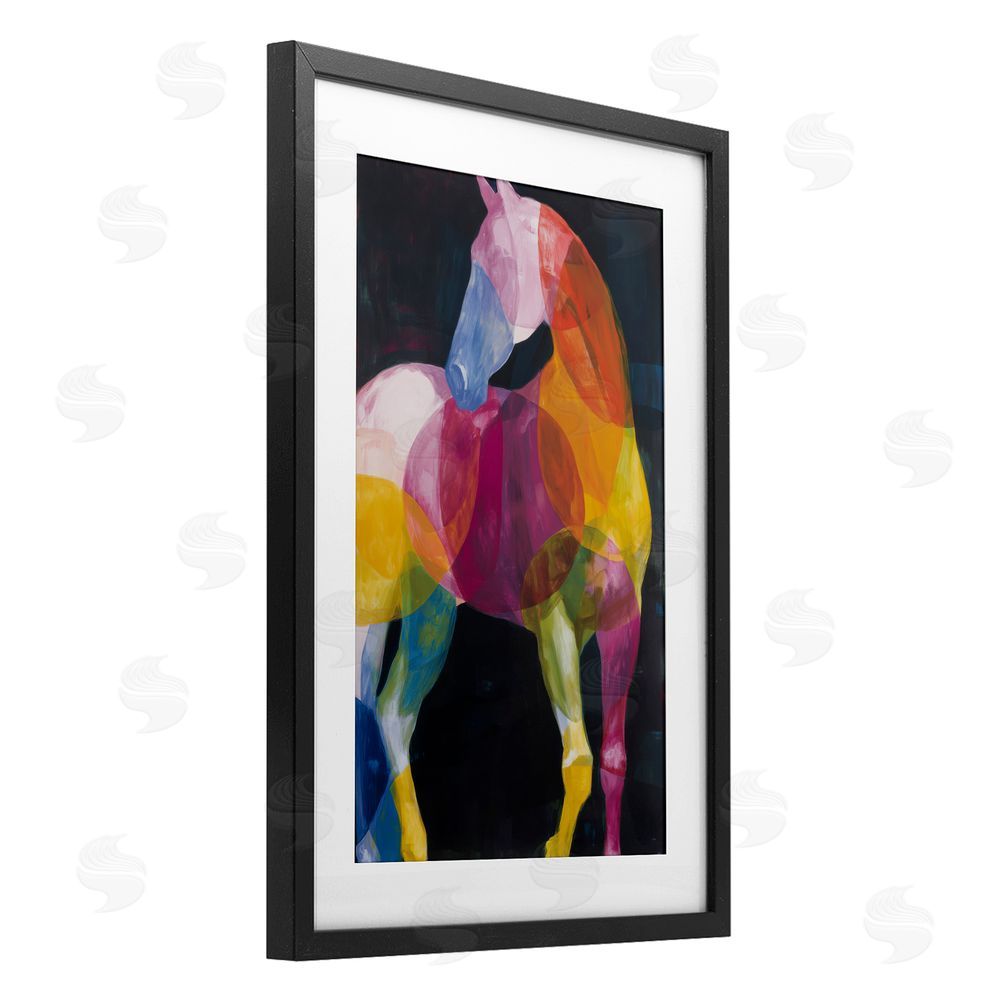 Chromatic Storm Studio Prism Horse Abstraction Black Framed Print Under Glass Wall Art
