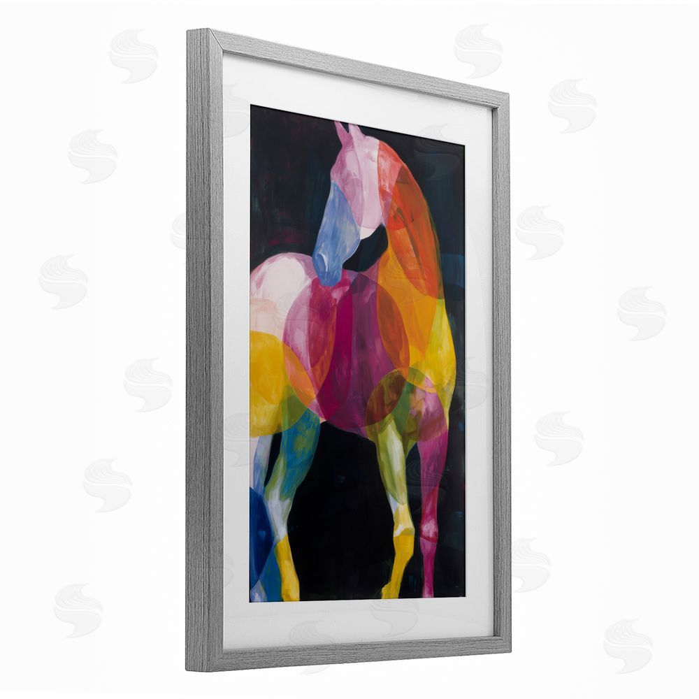 Chromatic Storm Studio Prism Horse Abstraction Gray Framed Print Under Glass Wall Art