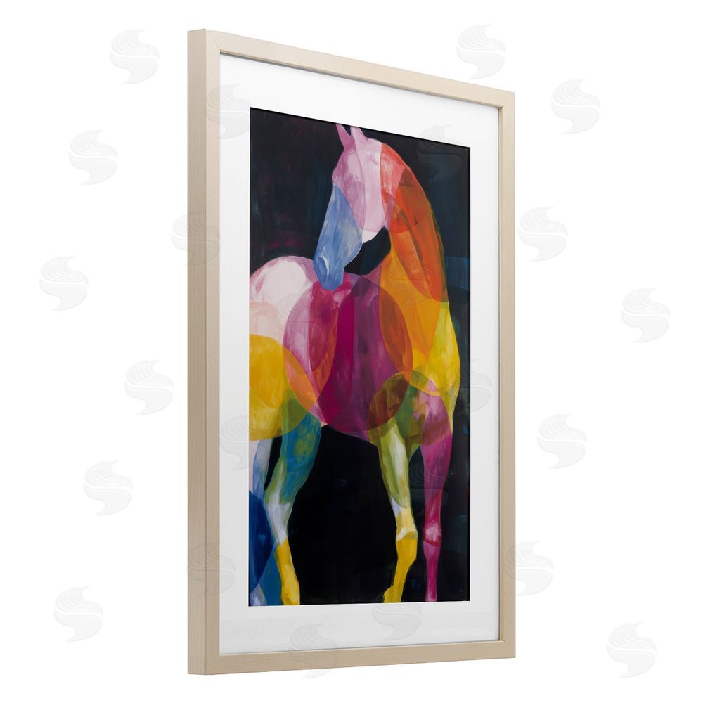 Chromatic Storm Studio Prism Horse Abstraction Brown Framed Print Under Glass Wall Art