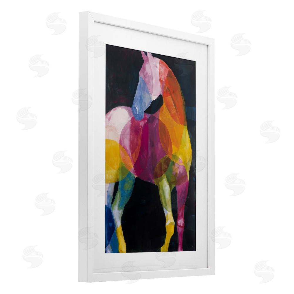 Chromatic Storm Studio Prism Horse Abstraction White Framed Print Under Glass Wall Art