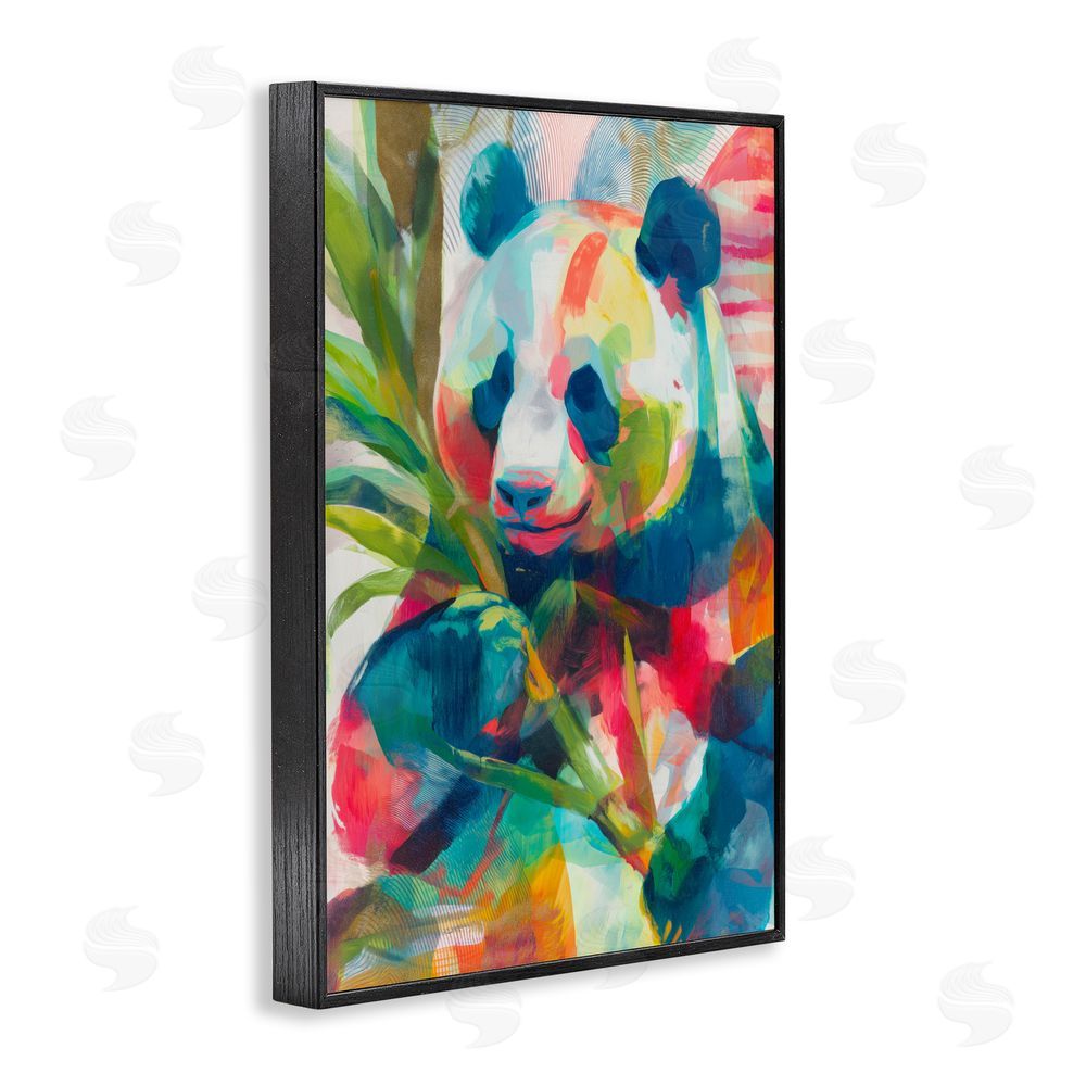 Chromatic Storm Studio Expressive Panda In Bloom Black Framed Giclee Wall Art