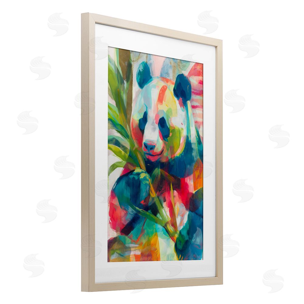 Chromatic Storm Studio Expressive Panda In Bloom Brown Framed Print Under Glass Wall Art